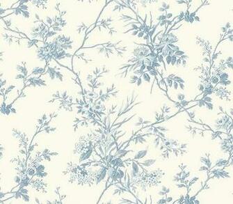 Interior Place Blue Floral Toile Wallpaper Sm21555