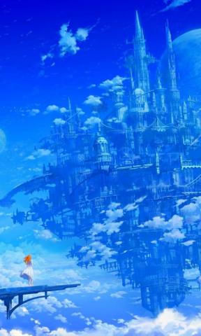 Floating Anime City Wallpaper On