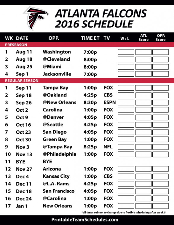 Printable Schedule