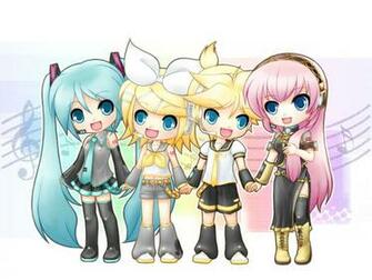 Chibi Vocaloids Miku Rin Len And Luka Wallpaper