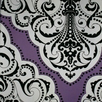 Mood Living Fiona Silver And Black On Purple Wallpaper