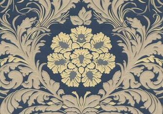 Alexandria Damask Navy Gold Wallpaper From Seriano By Belgravia