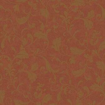 Proper English Brick And Gold Tuscan Leaf Scroll Wallpaper