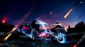 Crashing A Bicycle Wallpaper Car