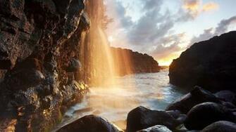 Magical Coastal Waterfall Wallpaper HD 3d Desktop
