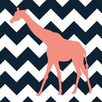 Coral And Navy Chevron Background Giraffe On