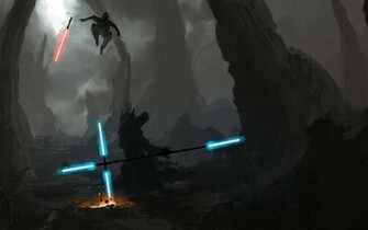 Star Wars Energy Lightsabers Duel Sith Jedi Artwork