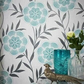 Teal Floral Wallpaper Blue Flower Wall Coverings By Graham Brown