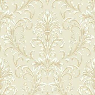 Cream And Gold Feathered Damask Wallpaper Wall Sticker Outlet