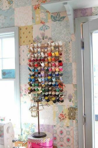 Sewing Room Patchwork Wallpaper Fancy Nancy