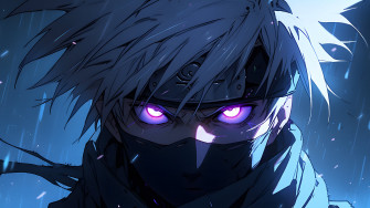 Kakashi Hatake With Purple Glowing Eyes Desktop Wallpaper 4k