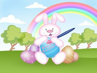 Cute Easter Bunny Happy Computer Desktop Wallpaper Pictures