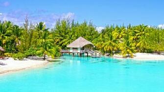 Plage De Sable Blanc Sur Paradise Island Bora Papier Peint