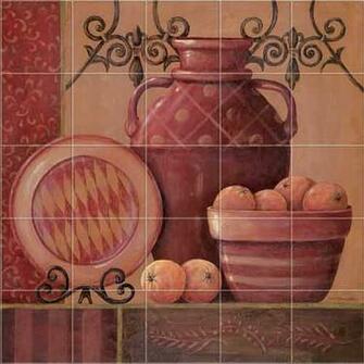 Warm Sophisticated Charm Orange Spice Kitchen Backsplash Tile