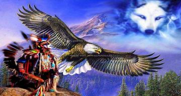 Flying Pines Mountain Indian Wolf Eagle