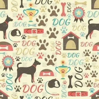Dog Doghouse Collars Paw Prints And Medals Background