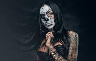 Wallpaper Brunette Makeup Bracelet Day Of The Dead Image For