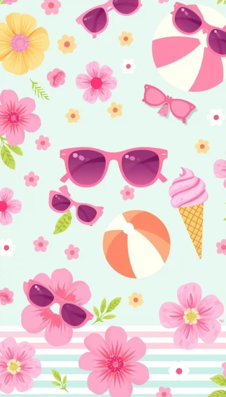 Pink Summer Preppy Wallpaper