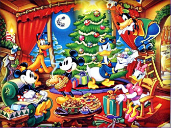 Disney Christmas iPad Santa In The Sky Wallpaper