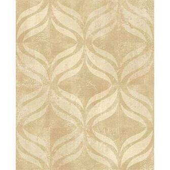 Brewster In X Beallara Beige Ogee Wallpaper Sample