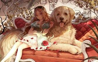 Anime Girl With Her Pet Dog Readersaddict