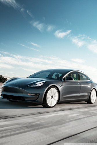 Tesla Model Electric Car Midnight Silver Performance Motion
