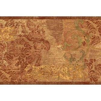 Brown And Orange Damask Wallpaper Border