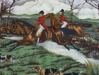 English Hunt Scene Fabric Yd Home Boot Room