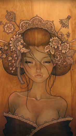Audrey Kawasaki Painting Art Wallpaper iPhone