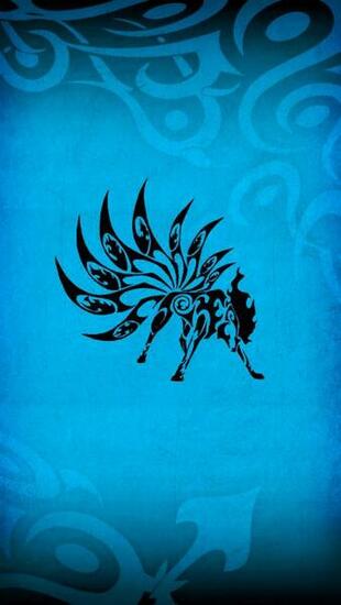 Blue Kitsune Tribal Phone Wallpaper Background By