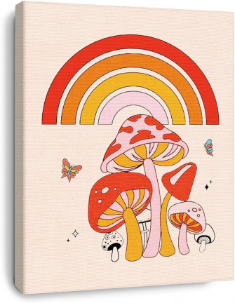 Amazon Otingqd Vintage Rainbow Mushroom S Wall Art