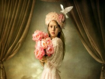 Elegant Little Girl Daydreaming Wallpaper