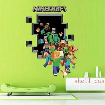 Steve Dig Wall Decal Cartoon Wallpaper Kids Party Decoration Art