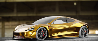 Tesla Roadster Gets Rendered In Gold For A Sheik S Pleasure