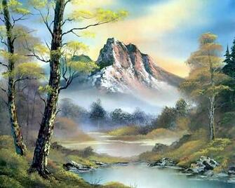 Painting Bob Ross Pattern Landscape Nature