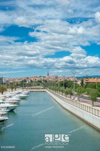 Marina Of Port Frejus With Old Town In Background Fr Jus Var