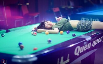 Wallpaper Billiards Table Girl Girls