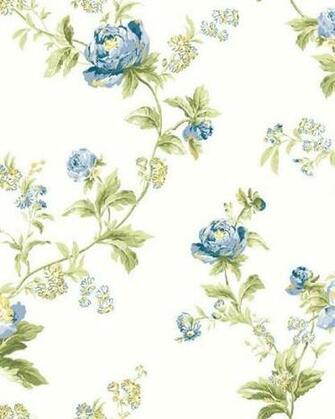 Waverly Classics Blue And White Forever Yours Trail Floral Wallpaper