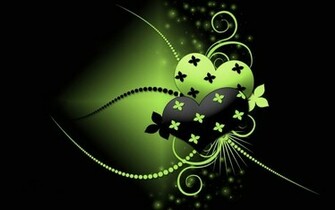 Green And Black 3d Heart Wallpaper HD Pictures