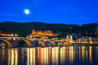 Light Night Reflection Bridge Germany Man Made Town HD Wallpaper