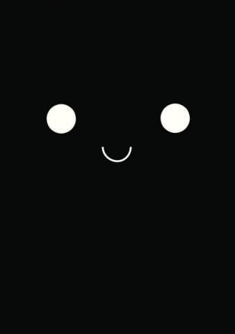 Kawaii Happii Print Cute Black Wallpaper Aesthetic