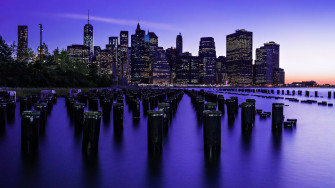 Wallpaper 4k New York City Skyscrapers Buildings Lights Sky