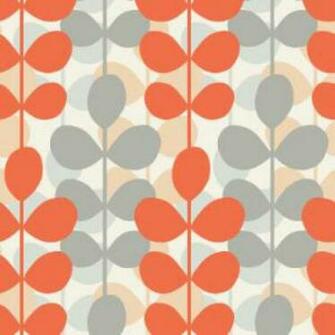 Kitchen Designs On Orange And Grey Retro Modern Leaf Stripe Wallpaper