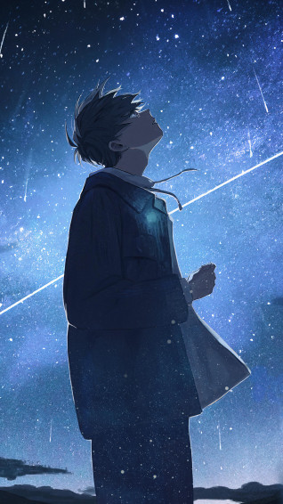 Anime Boy Alone Night Stars Scenery 4k Phone iPhone Wallpaper 824a