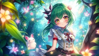 Green Anime Girl Wallpaper