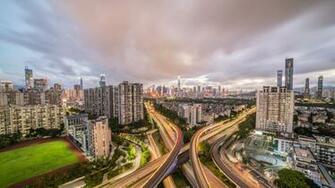 Wallpaper Shenzhen City Night Roads Houses Lights