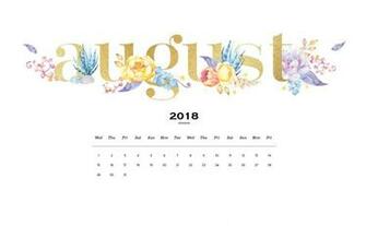 Cute August Month HD Calendar Wallpaper