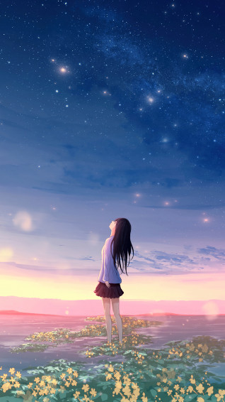 Anime Girl Sunrise Scenery 4k Phone iPhone Wallpaper 754a