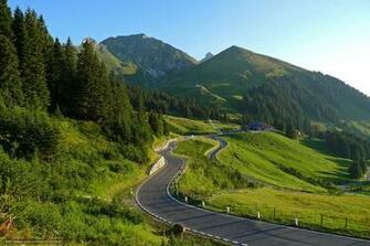 Wallpaper Gantrisch Switzerland Road Mountains Desktop