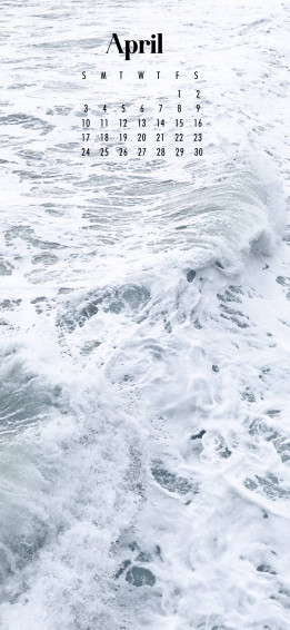 Ocean Waves April Calendar Wallpaper